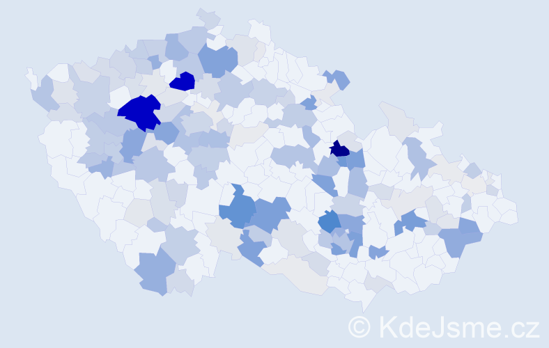 Příjmení: 'Kapoun', počet výskytů 524 v celé ČR