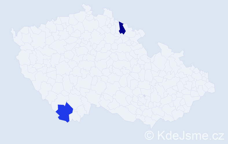 Příjmení: 'Mustelierová', počet výskytů 2 v celé ČR