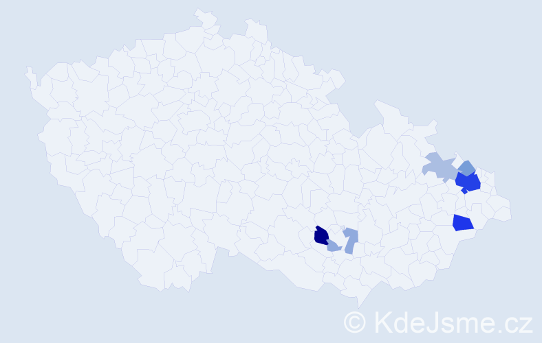 Příjmení: 'Čašová', počet výskytů 18 v celé ČR
