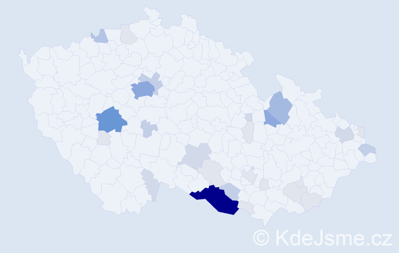 Příjmení: 'Heverová', počet výskytů 98 v celé ČR