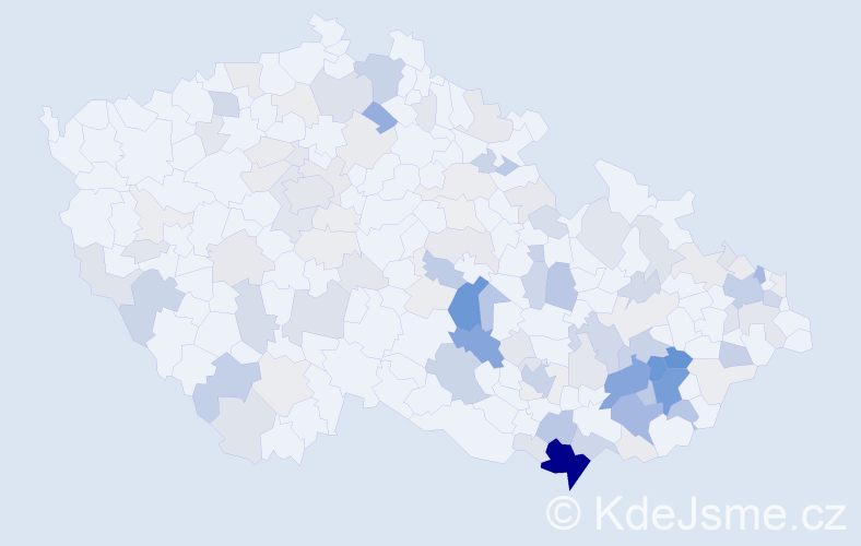 Příjmení: 'Pálka', počet výskytů 457 v celé ČR