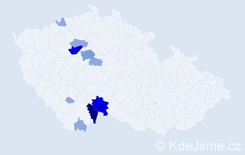 Příjmení: 'Uraj', počet výskytů 27 v celé ČR