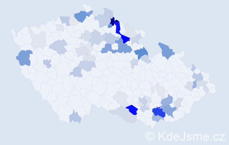 Příjmení: 'Kudrová', počet výskytů 193 v celé ČR