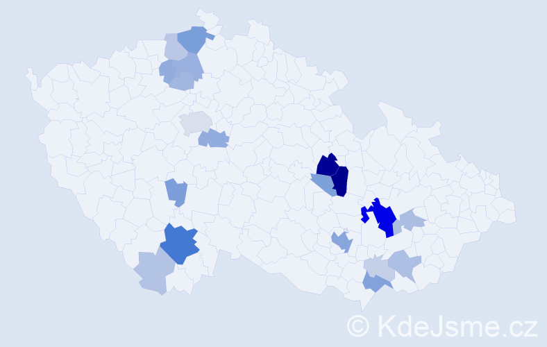 Příjmení: 'Tabery', počet výskytů 74 v celé ČR