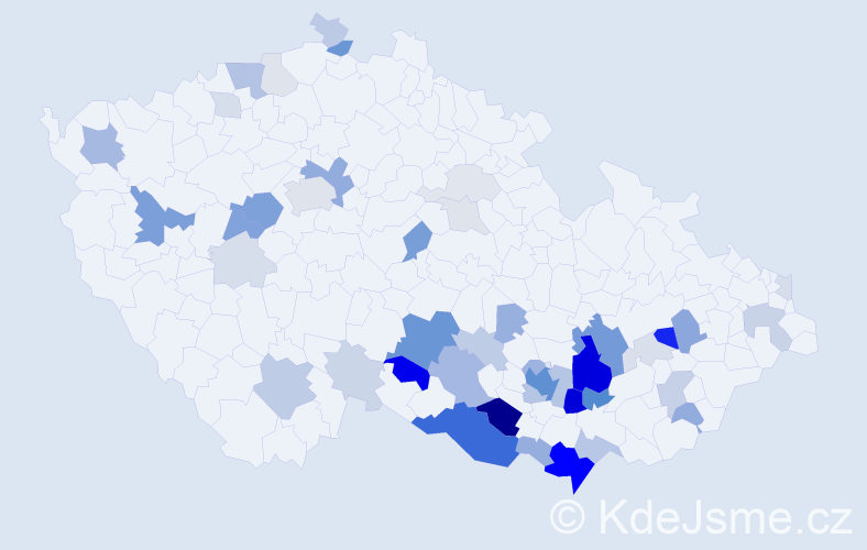 Příjmení: 'Obořilová', počet výskytů 158 v celé ČR