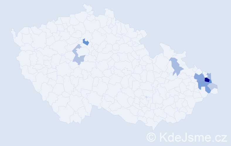 Příjmení: 'Tolaszová', počet výskytů 36 v celé ČR