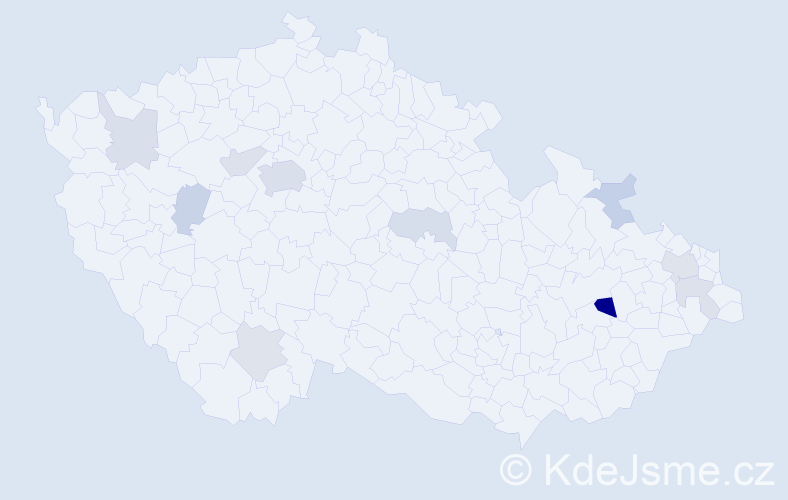 Příjmení: 'Mišeková', počet výskytů 21 v celé ČR