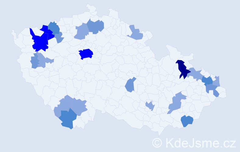 Příjmení: 'Kočan', počet výskytů 54 v celé ČR