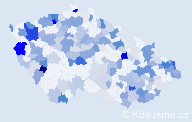 Příjmení: 'Kollár', počet výskytů 588 v celé ČR
