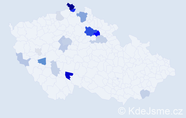 Příjmení: 'Čistecký', počet výskytů 51 v celé ČR
