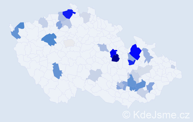 Příjmení: 'Pavlák', počet výskytů 72 v celé ČR