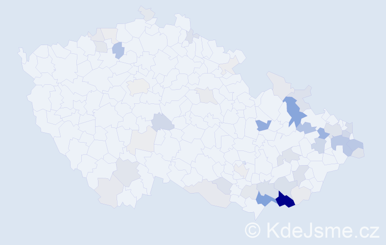 Příjmení: 'Tomčala', počet výskytů 174 v celé ČR