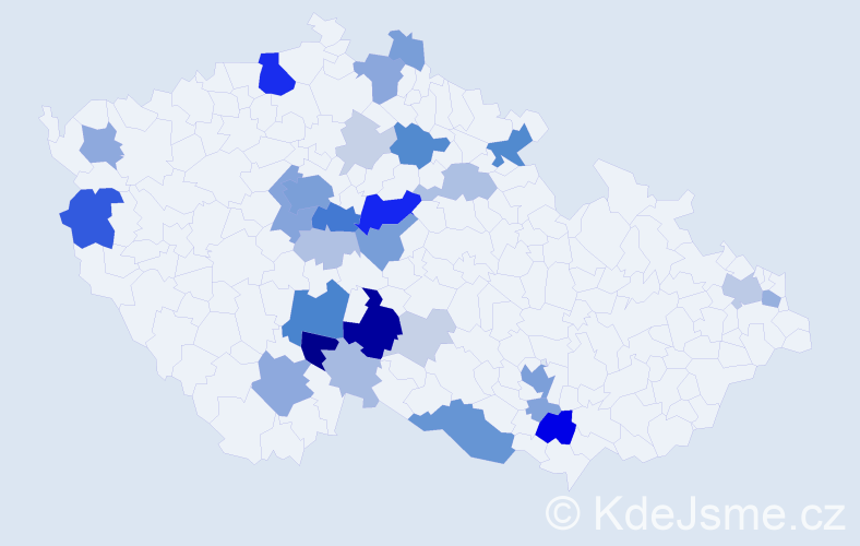 Příjmení: 'Hanzálek', počet výskytů 113 v celé ČR