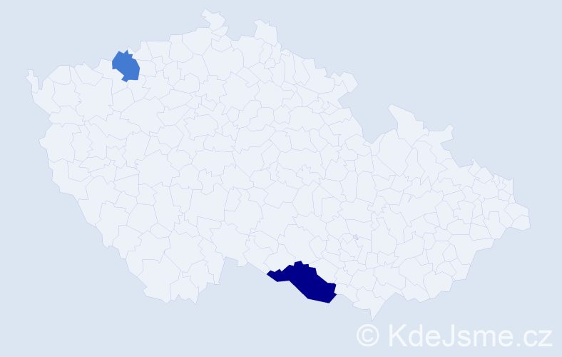 Příjmení: 'Vučkovič', počet výskytů 3 v celé ČR