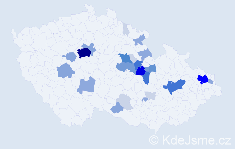 Příjmení: 'Chlebounová', počet výskytů 100 v celé ČR