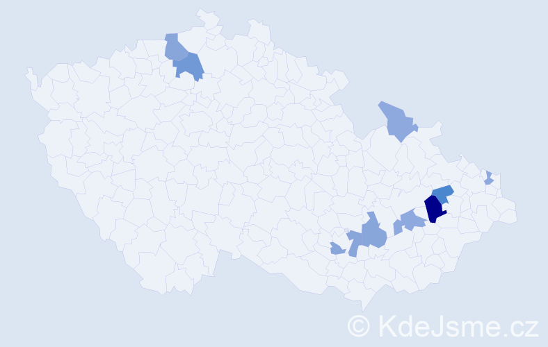 Příjmení: 'Stupárek', počet výskytů 25 v celé ČR