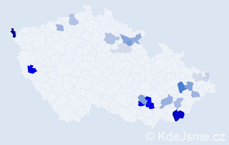 Příjmení: 'Babušíková', počet výskytů 59 v celé ČR
