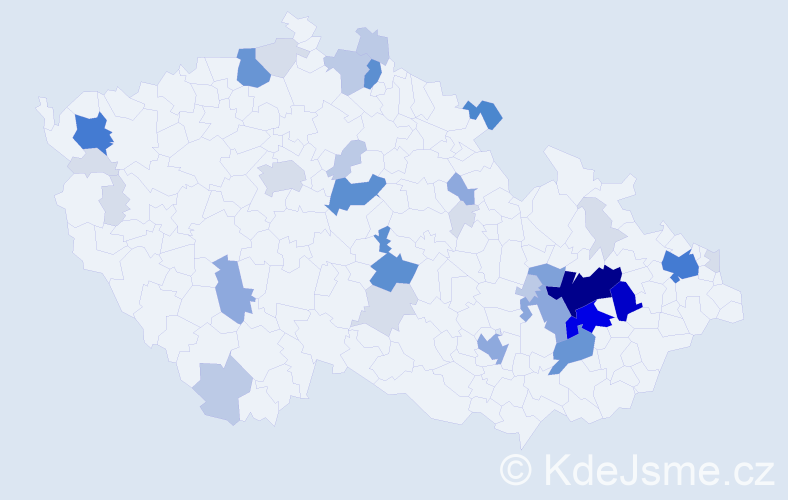 Příjmení: 'Čuri', počet výskytů 155 v celé ČR