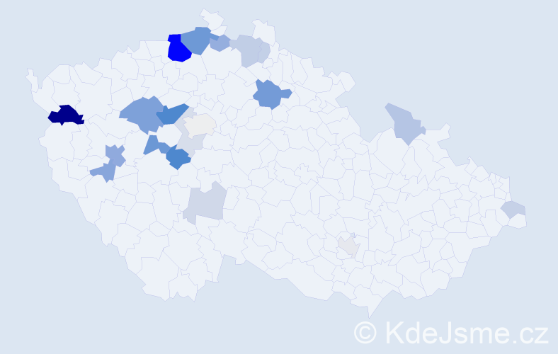 Příjmení: 'Eberle', počet výskytů 60 v celé ČR