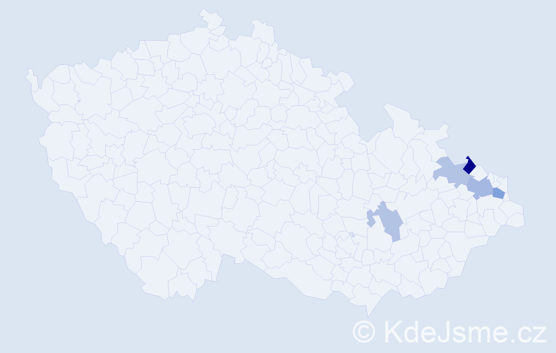 Příjmení: 'Franěc', počet výskytů 9 v celé ČR