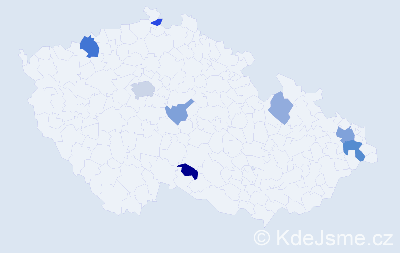 Příjmení: 'Krolák', počet výskytů 18 v celé ČR