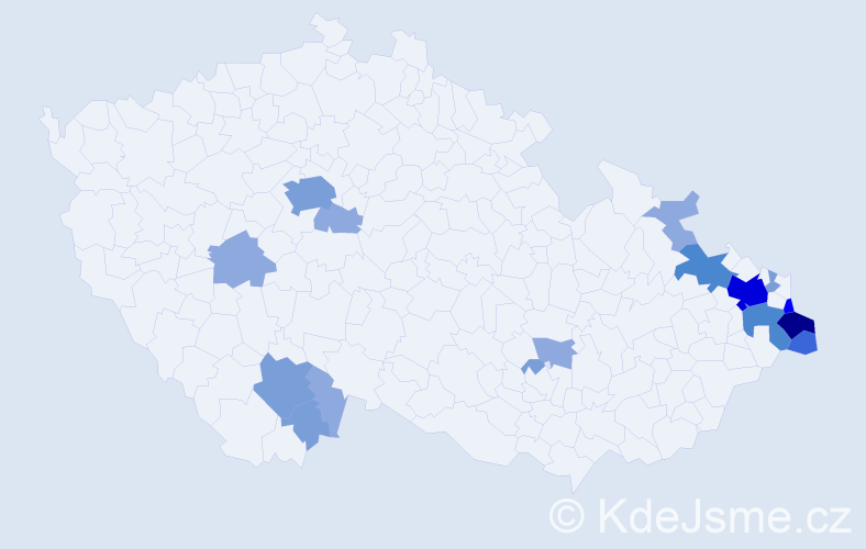 Příjmení: 'Čudek', počet výskytů 43 v celé ČR