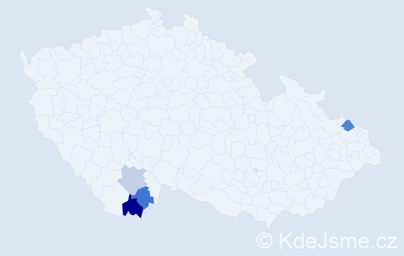 Příjmení: 'Naster', počet výskytů 6 v celé ČR