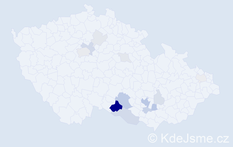 Příjmení: 'Mittnerová', počet výskytů 39 v celé ČR