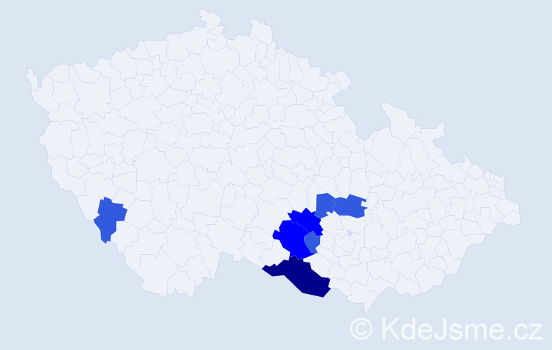 Příjmení: 'Plucek', počet výskytů 25 v celé ČR