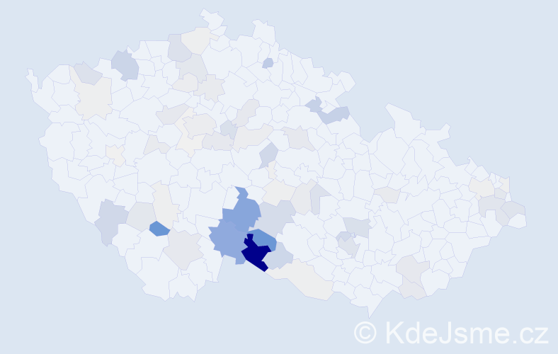 Příjmení: 'Vávrů', počet výskytů 296 v celé ČR