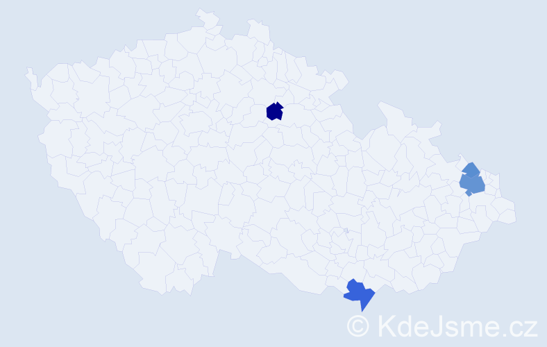 Příjmení: 'Kubináková', počet výskytů 17 v celé ČR