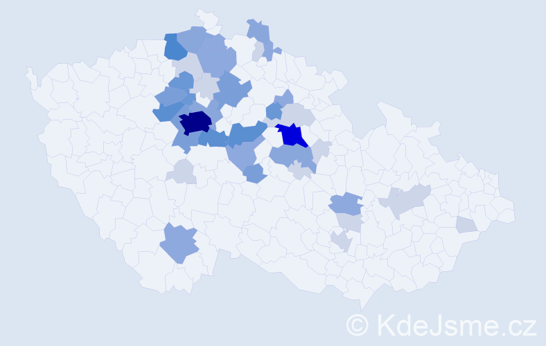 Příjmení: 'Měkota', počet výskytů 119 v celé ČR