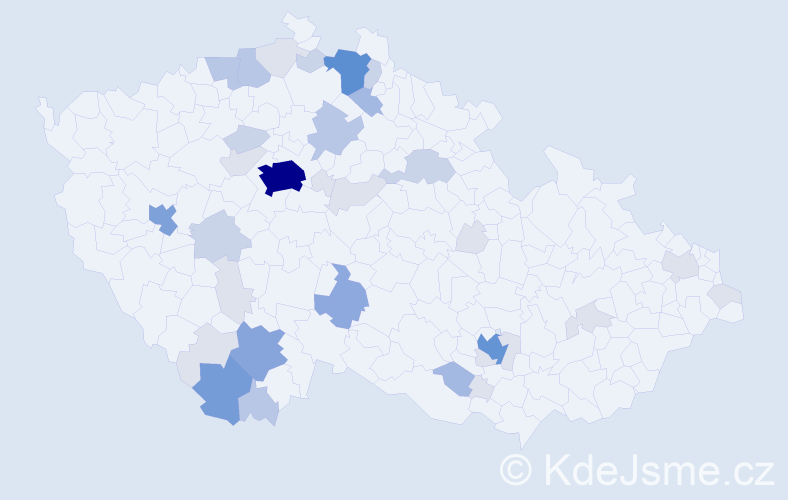 Příjmení: 'Wiener', počet výskytů 115 v celé ČR