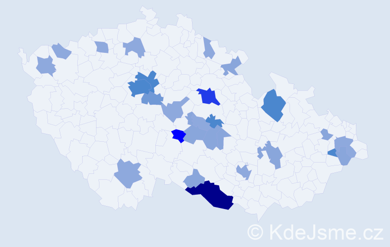 Příjmení: 'Kampová', počet výskytů 71 v celé ČR