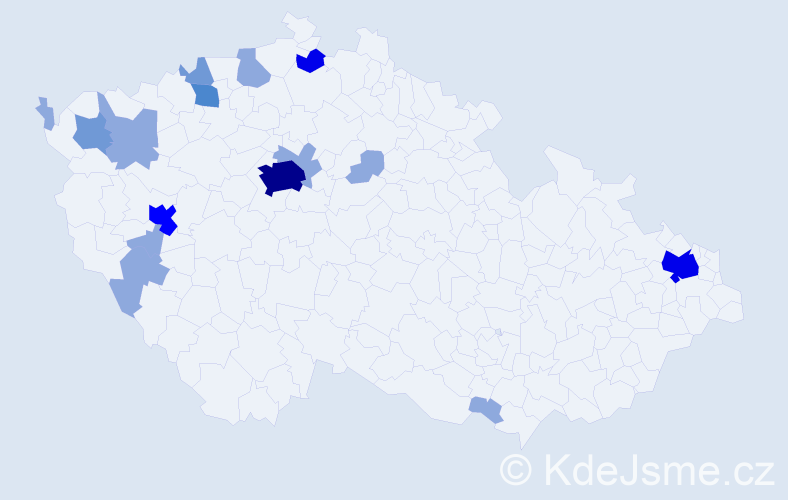 Příjmení: 'Kunca', počet výskytů 35 v celé ČR
