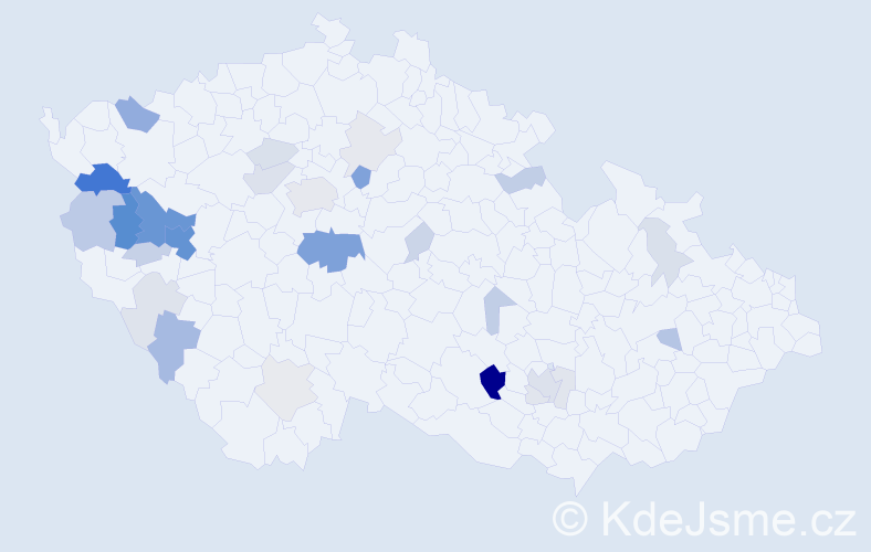 Příjmení: 'Čečil', počet výskytů 98 v celé ČR