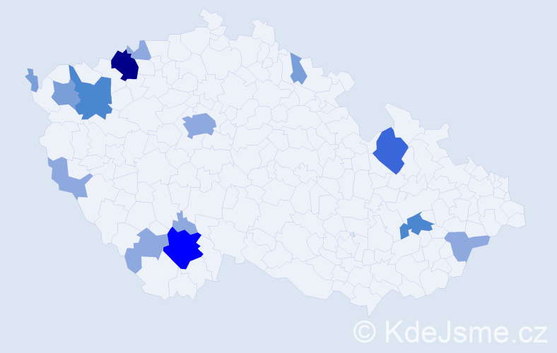 Příjmení: 'Kerekaničová', počet výskytů 34 v celé ČR