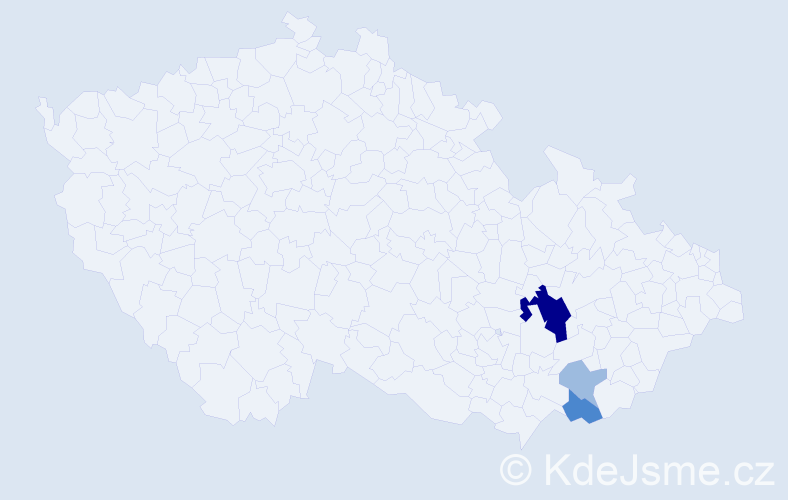Příjmení: 'Bedeš', počet výskytů 7 v celé ČR