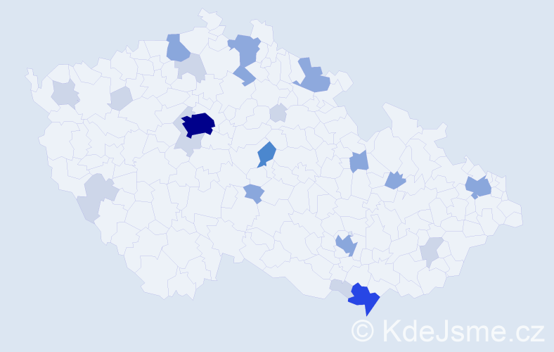Příjmení: 'Stiburek', počet výskytů 63 v celé ČR