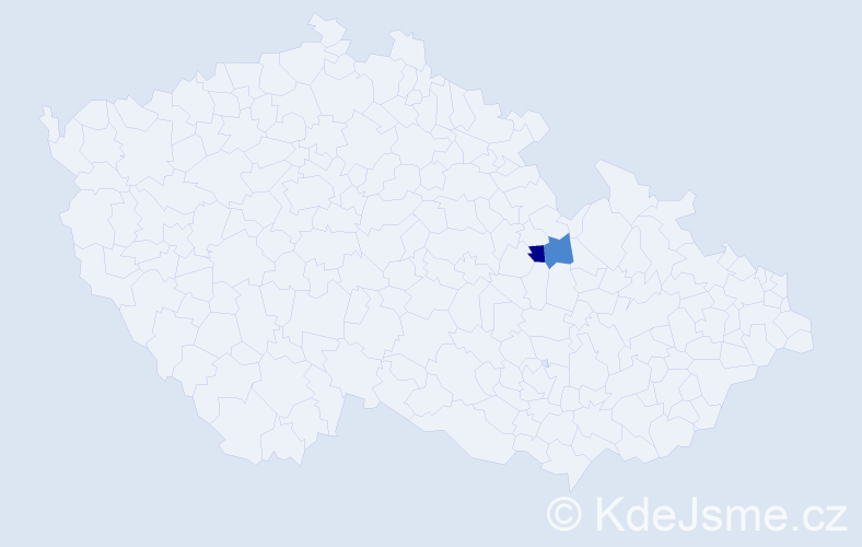 Příjmení: 'Kyčmolová', počet výskytů 7 v celé ČR