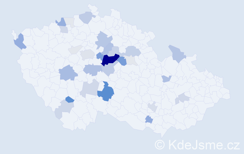 Příjmení: 'Čábelka', počet výskytů 103 v celé ČR