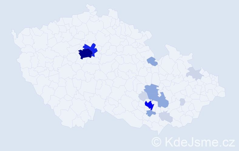 Příjmení: 'Krkavec', počet výskytů 51 v celé ČR