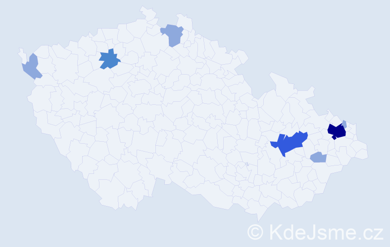 Příjmení: 'Mocňáková', počet výskytů 14 v celé ČR
