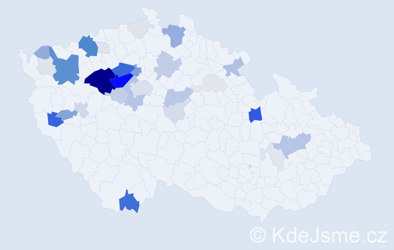 Příjmení: 'Rohla', počet výskytů 144 v celé ČR