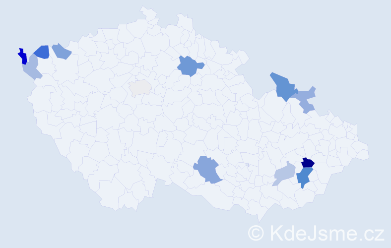 Příjmení: 'Ordáň', počet výskytů 21 v celé ČR