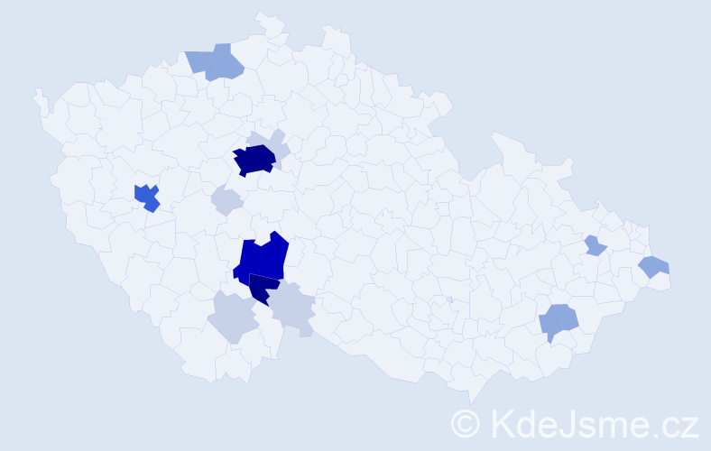 Příjmení: 'Kluzák', počet výskytů 58 v celé ČR