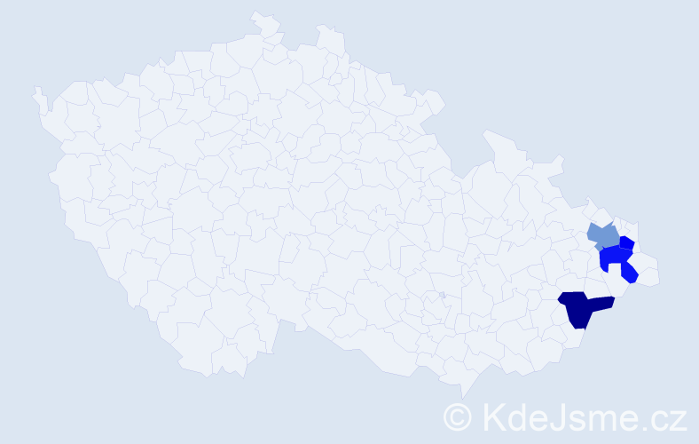 Příjmení: 'Prutek', počet výskytů 4 v celé ČR