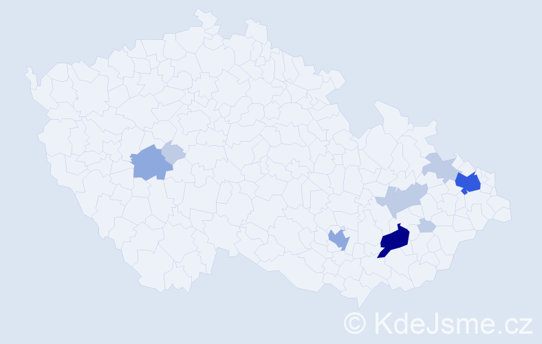 Příjmení: 'Stachoň', počet výskytů 24 v celé ČR