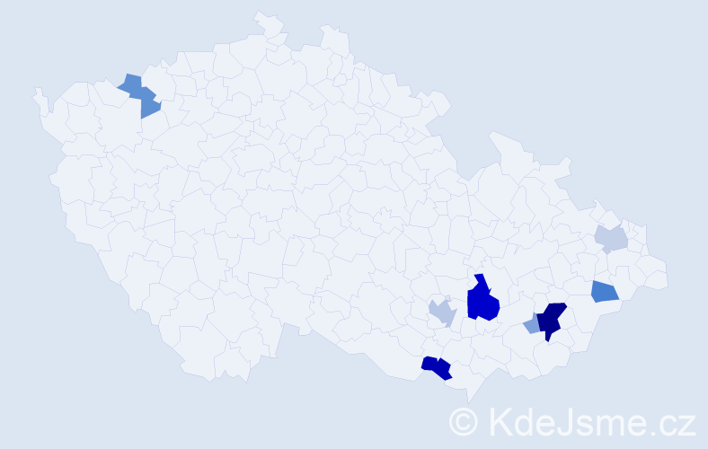 Příjmení: 'Kydalová', počet výskytů 26 v celé ČR