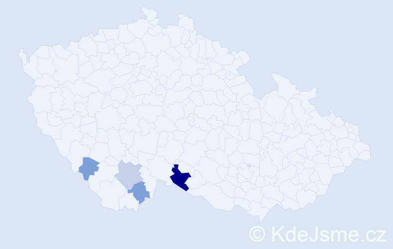 Příjmení: 'Řečíkov', počet výskytů 8 v celé ČR